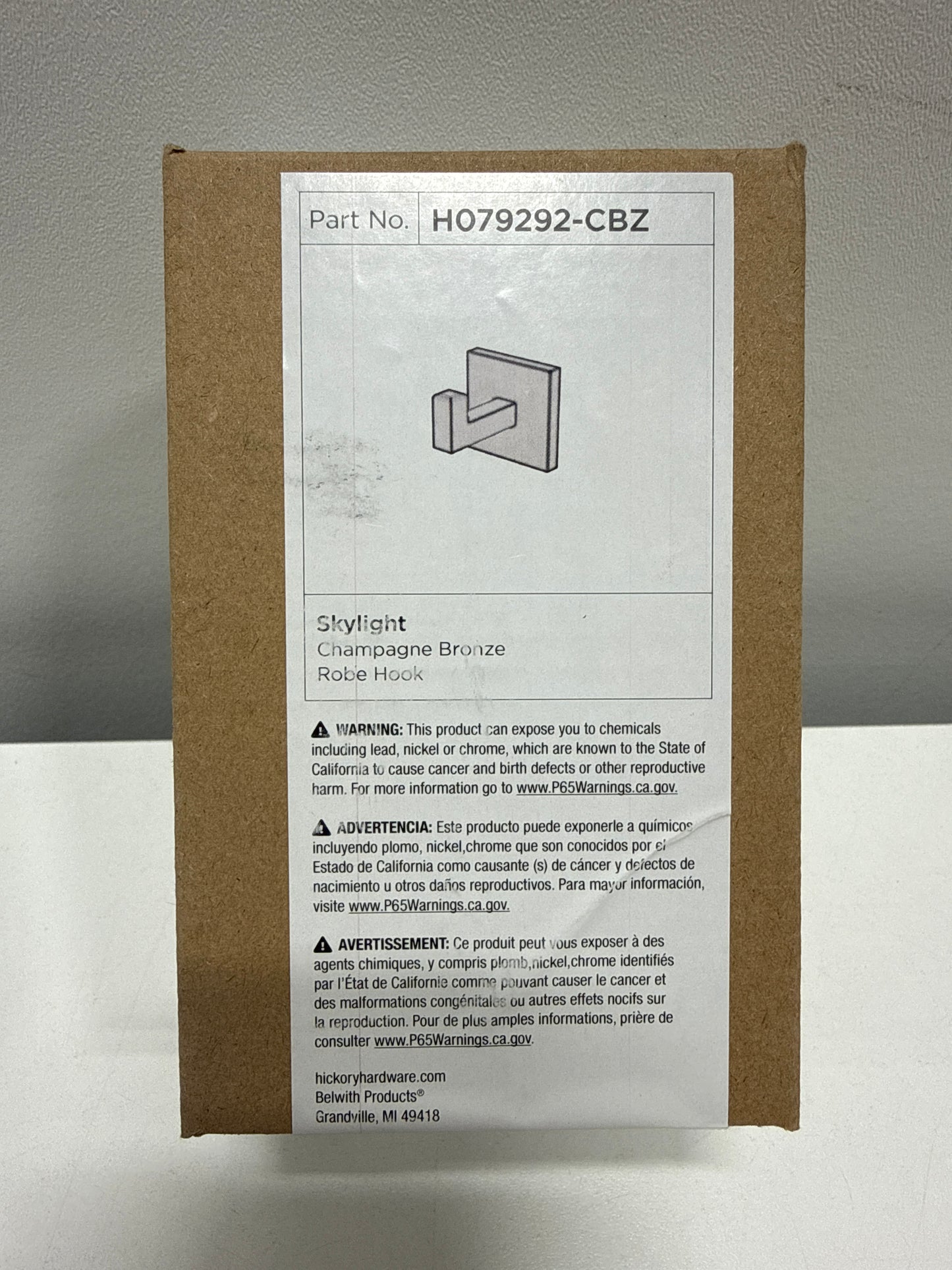 Hickory Hardware H079292 Skylight 2-3/16" Urban Modern Square Single Bath Kitchen Towel Robe Hook Champagne Bronze