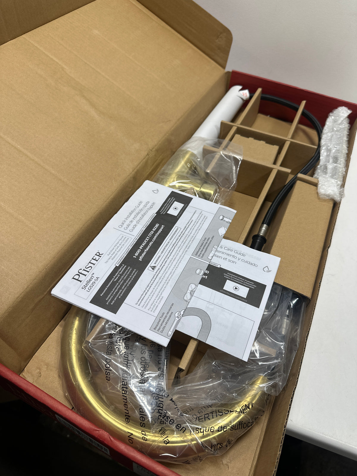 Pfister LG529-SA Stellen 1.8 GPM Single Hole Pull Down Kitchen Faucet - Includes Escutcheon Brushed Gold