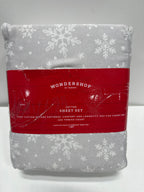 King Christmas Cotton Sateen Sheet Set Gray Snowflake - Wondershop - *Bedding
