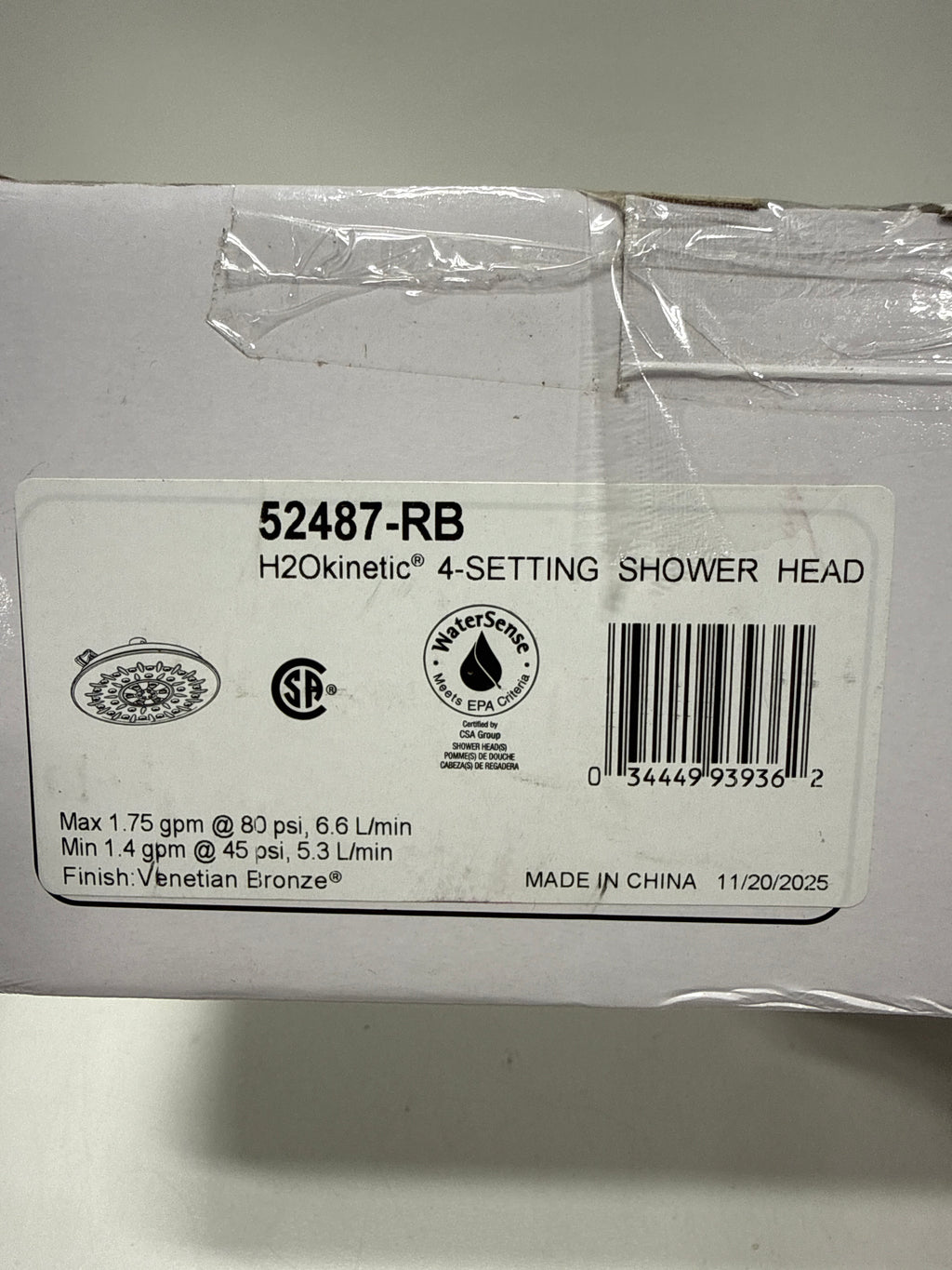 Delta 52487 UltraSoak 8" Round 1.75 GPM Multi Function Shower Head with H2Okinetic Technology Venetian Bronze