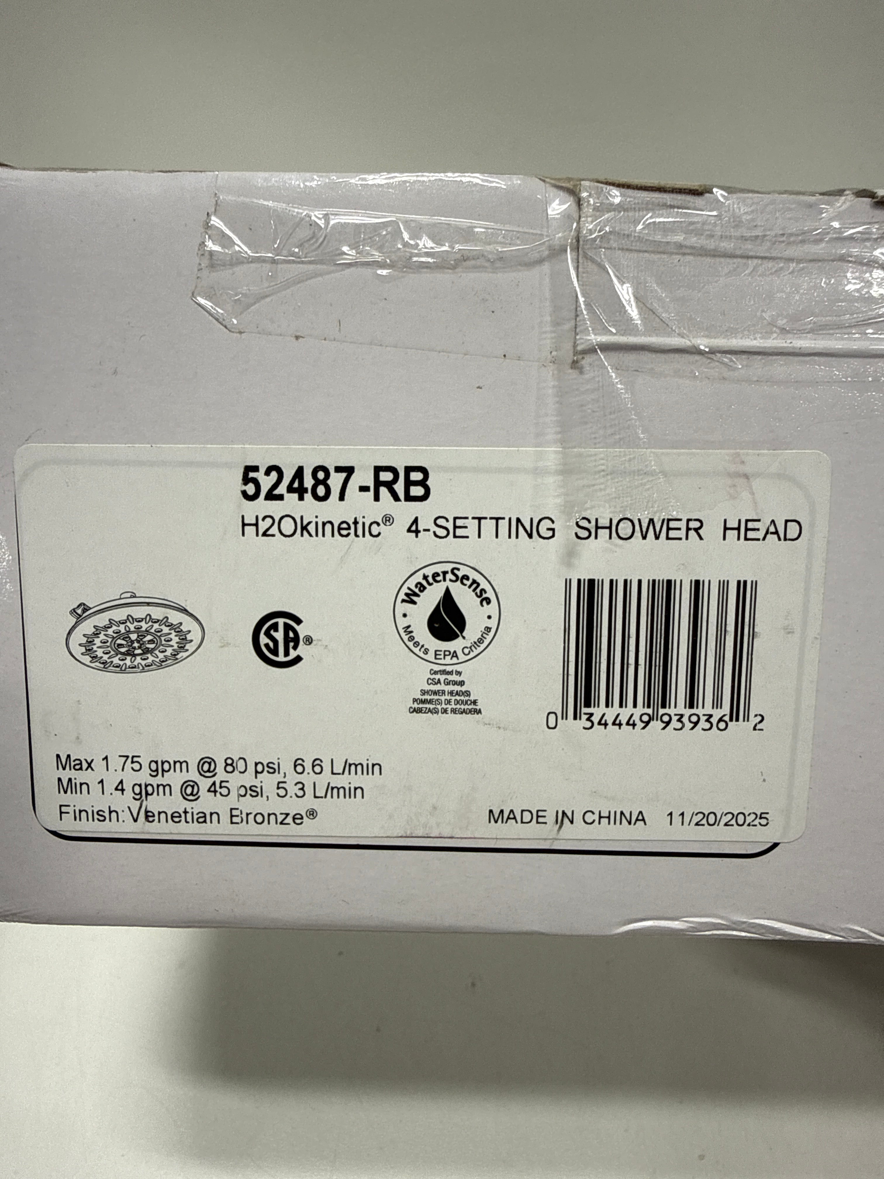 Delta 52487 UltraSoak 8" Round 1.75 GPM Multi Function Shower Head with H2Okinetic Technology Venetian Bronze