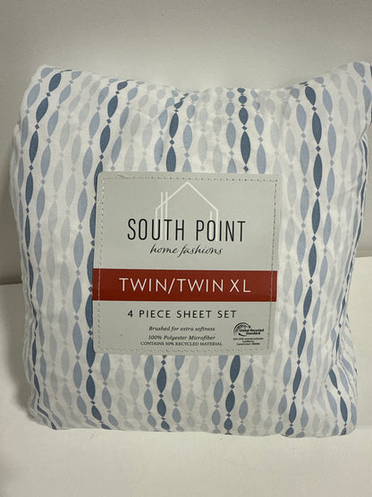 4-Piece Printed Sheet Set 17" Extra Deep | Cool, Crisp, Breathable Bed Sheets - Brushed for Softness (Dorian Geo, Twin XL)