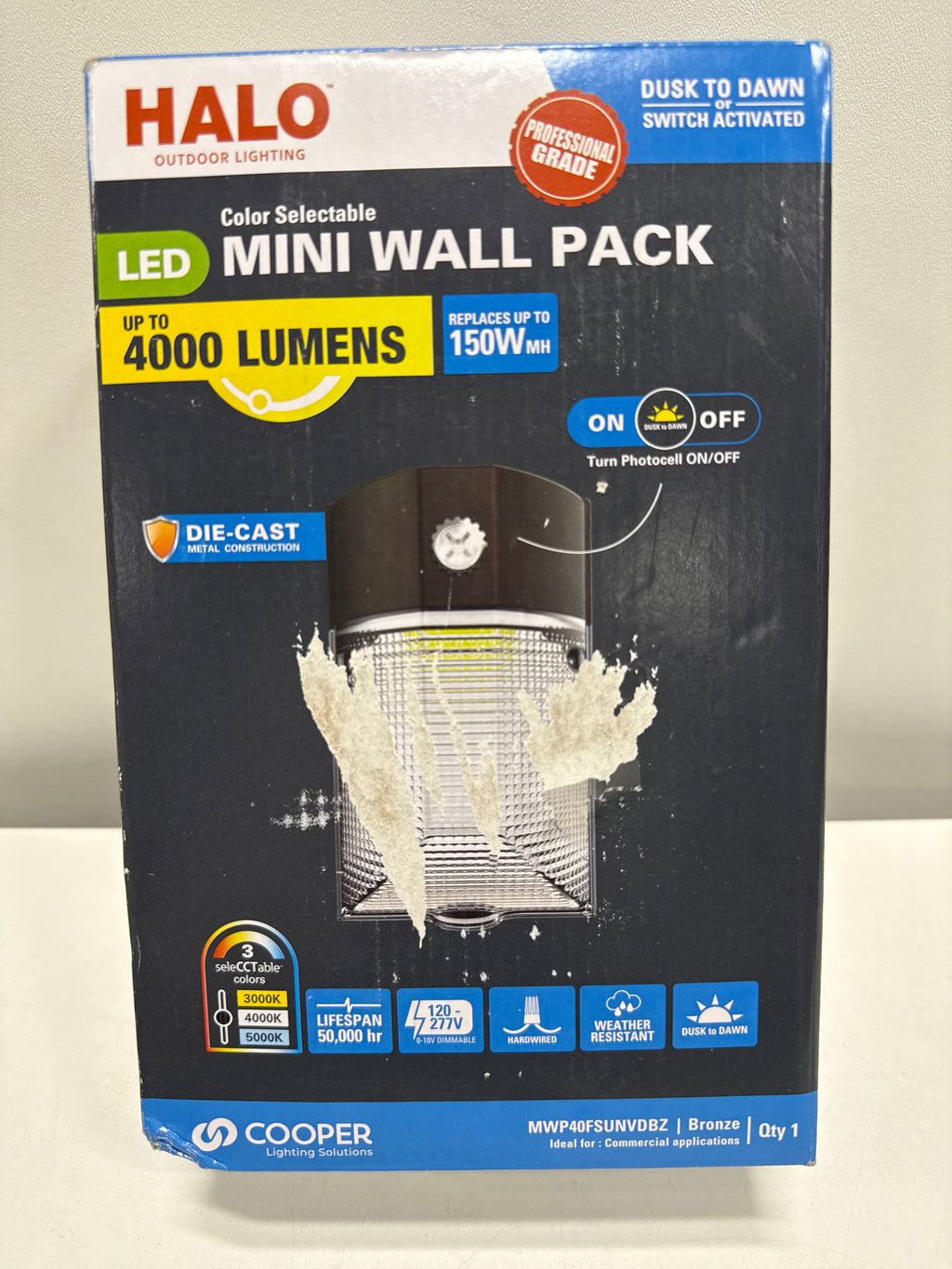 MWP Series Mini Wall Pack, 120 to 277 V, LED Lamp, 3772 to 4198 Lumens, 3000, 5000 K Color Temp