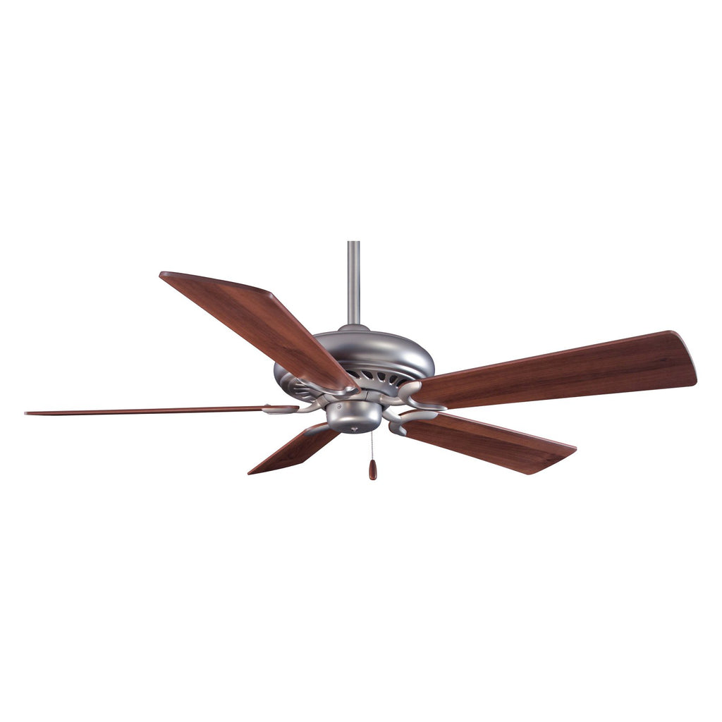 MINKA-AIRE F568-BS/DW Supra 52" 5-Blade Ceiling Fan in Brushed Steel Finish with 6-Ply Warp Resistant Blades in Dark Walnut