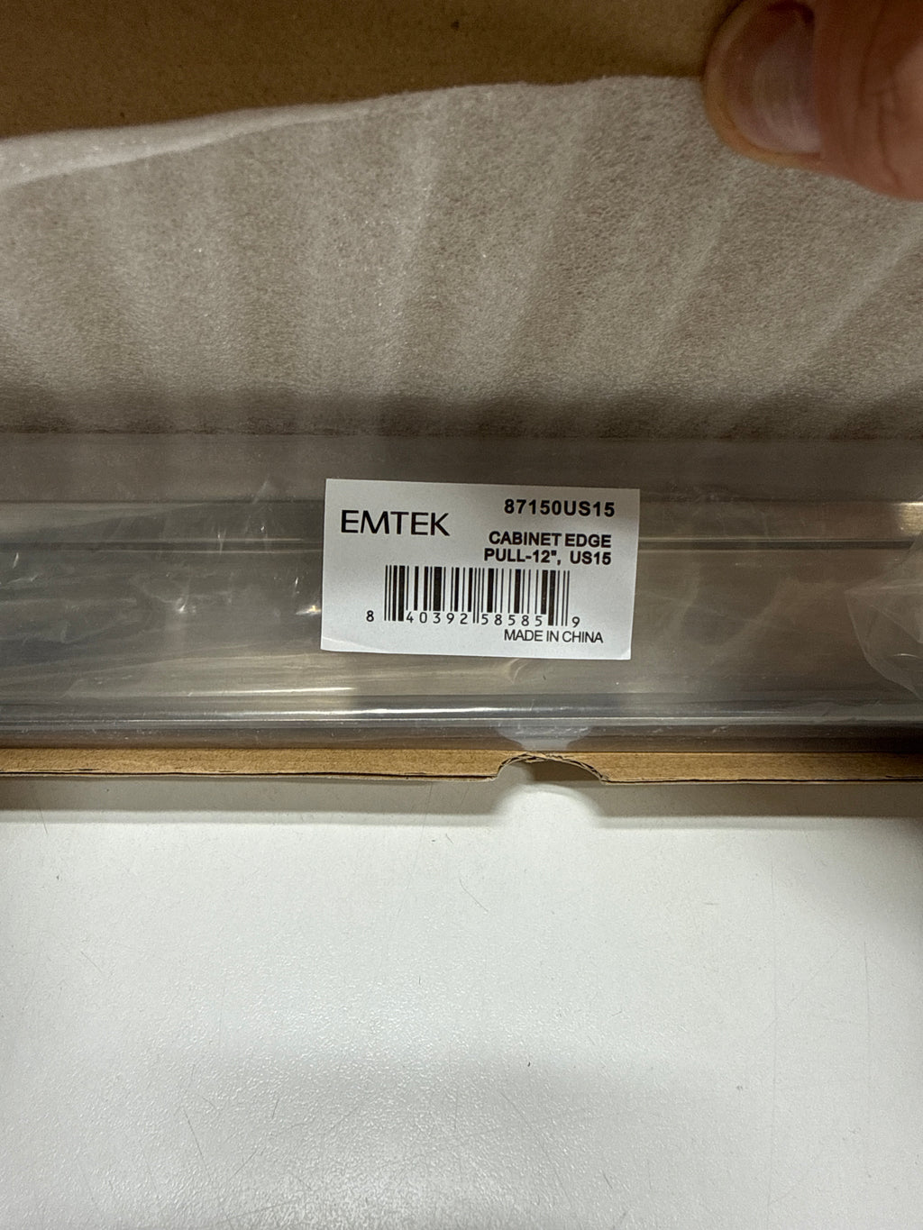 Emtek 87150 Modern Edge 12 Inch Center to Center Finger Cabinet Pull