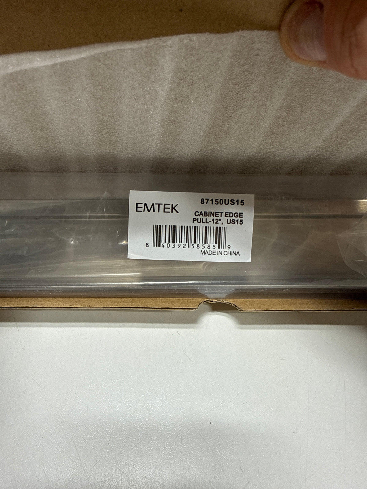 Emtek 87150 Modern Edge 12 Inch Center to Center Finger Cabinet Pull