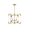 Savoy House 6-1662-4-322 Rotterdam Mid-Century Modern Acrylic Convertible Semi-Flush/Pendant with Adjustable Rings, 4-Light 240 Total Watts, 18" H x 20" W, Warm Brass