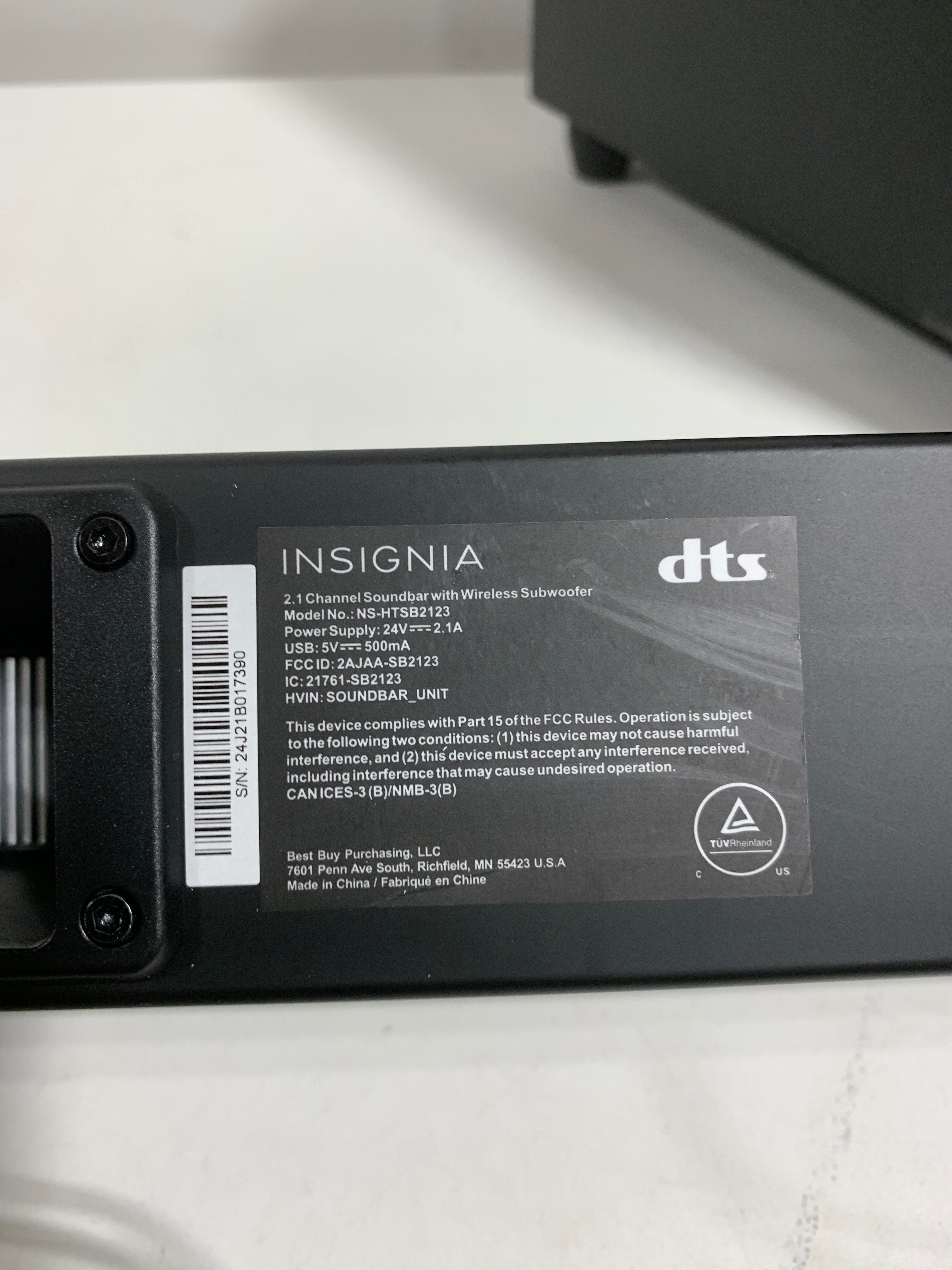 No Remote Insignia - 2.1-Channel Soundbar with Wireless Subwoofer and DTS:Virtual X - Black - *TV & Home Theater