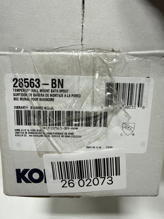 Kohler K-28563 Tempered 6-3/8" Integrated Diverter Tub Spout Vibrant Brushed Nickel