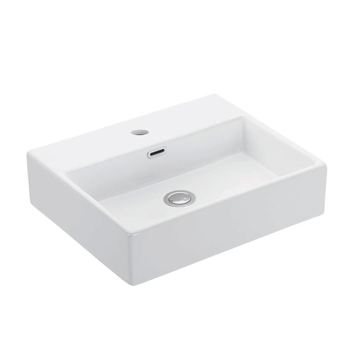 WS Bath Collections Quattro 50.01 Ceramic Above Counter/Wall Mount Rectangular Bathroom Sink, 19.5'' L x 16.5'' W x 5.5'' H, White