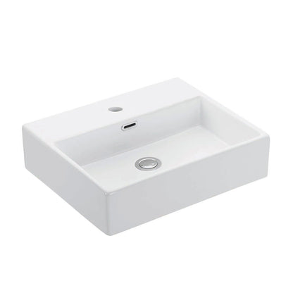 WS Bath Collections Quattro 50.01 Ceramic Above Counter/Wall Mount Rectangular Bathroom Sink, 19.5'' L x 16.5'' W x 5.5'' H, White