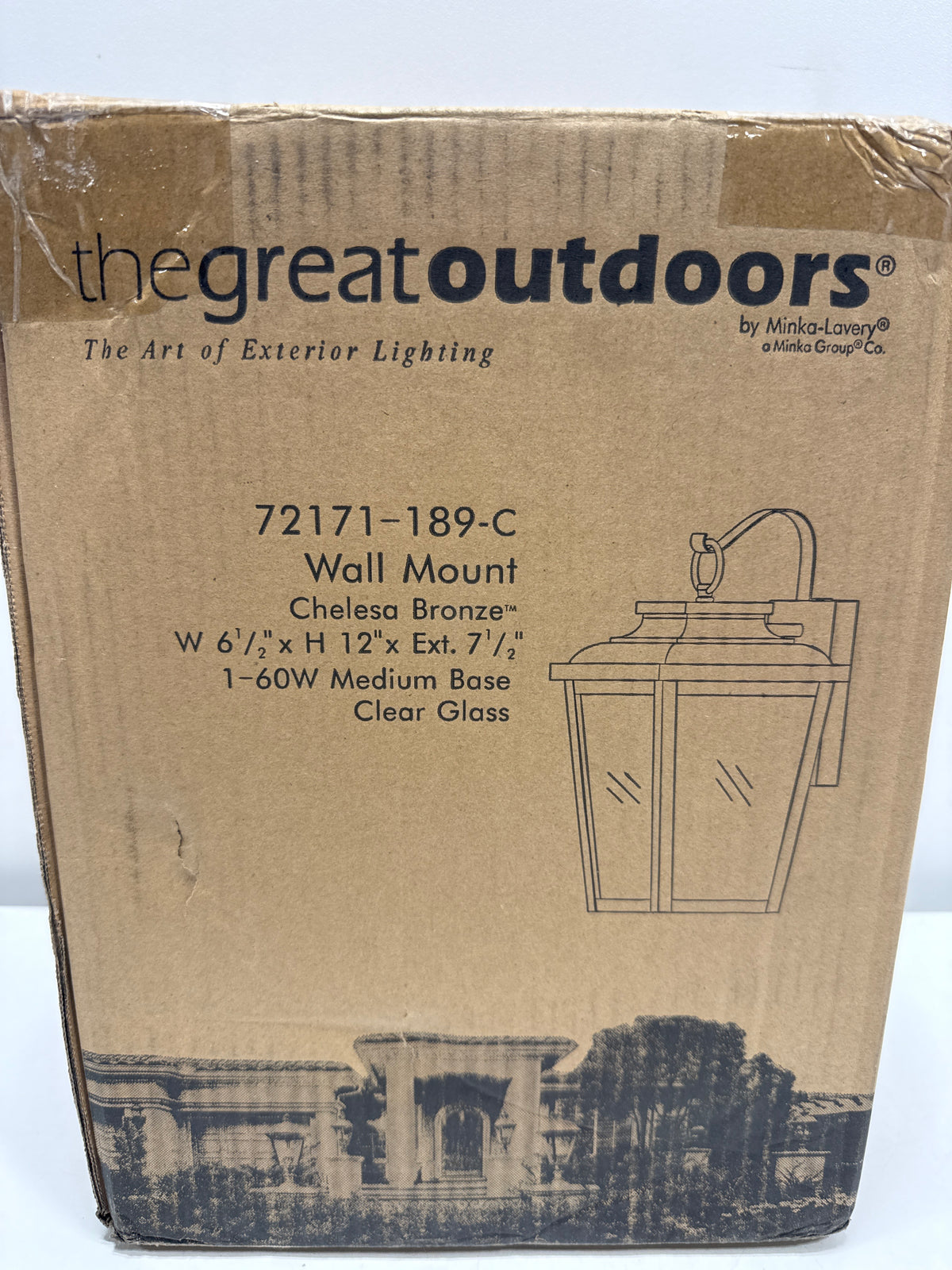 The Great Outdoors Irvington Manor 1 Light Wall Mount in Chelesa Bronze Finish with Clear Glass