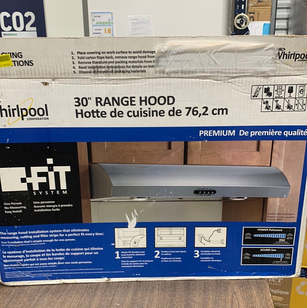 Whirlpool 30" Range Hood with the FIT System UXT5230BDS