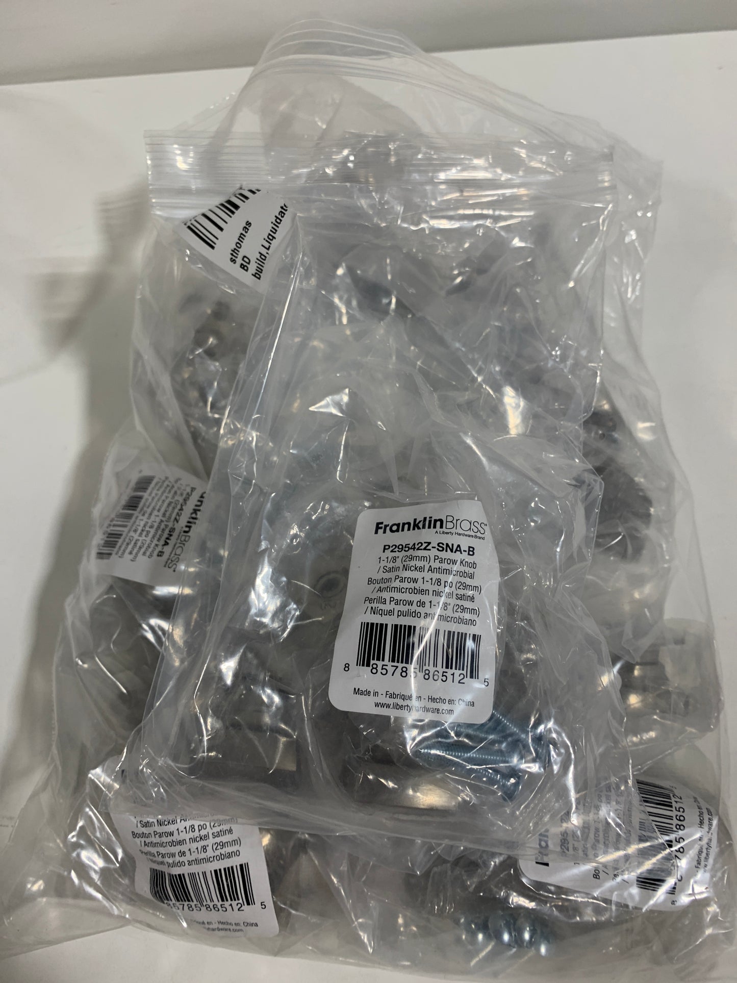 (40-Pack) Parow 1-1/8 in. (29mm) Classic Square Cabinet Knobs in Satin Nickel with Antimicrobial Properties