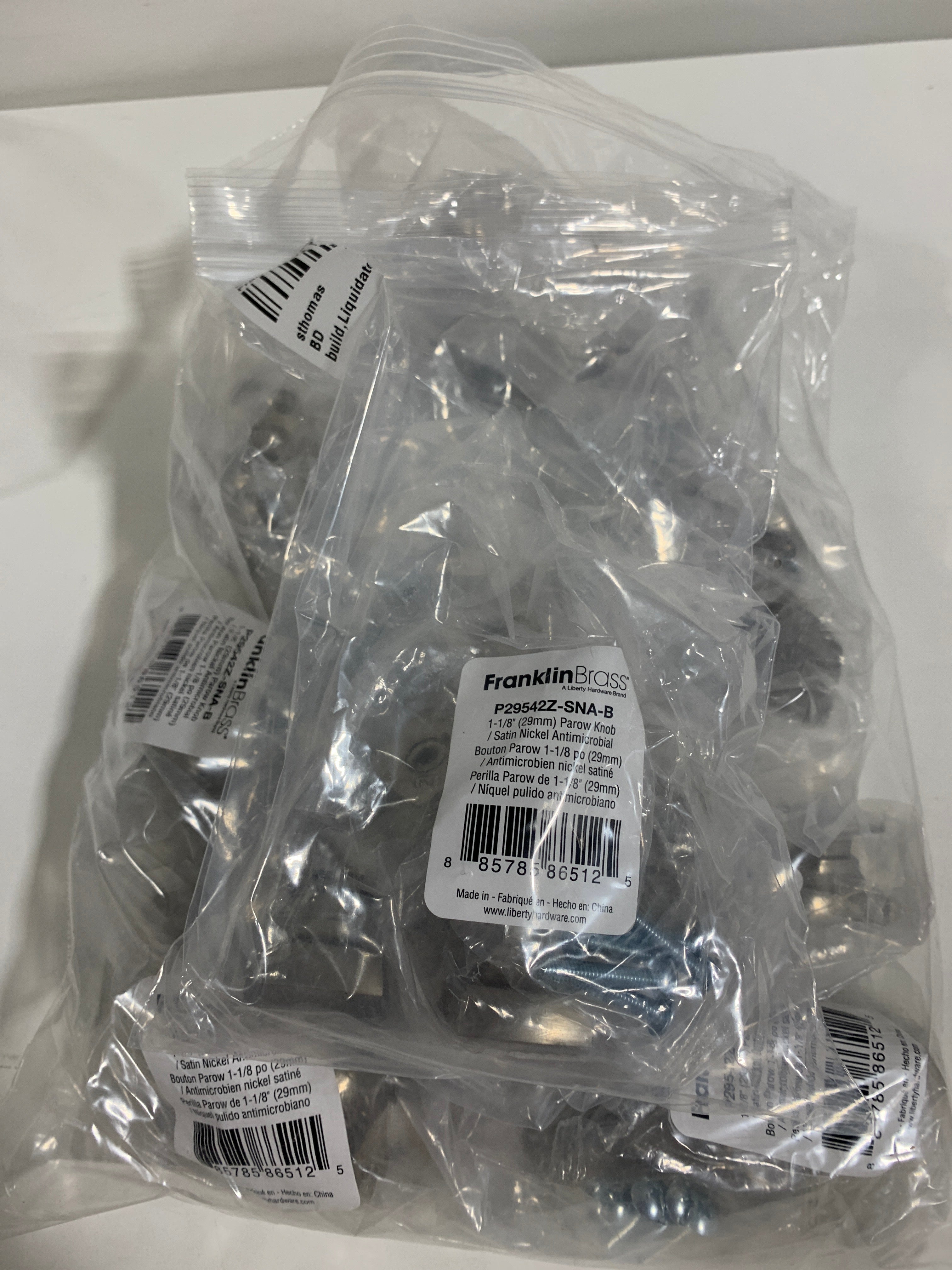 (40-Pack) Parow 1-1/8 in. (29mm) Classic Square Cabinet Knobs in Satin Nickel with Antimicrobial Properties - *Tools
