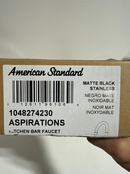 American Standard 104.827 Aspirations 1.8 GPM Single Hole Pull Down Bar Faucet Matte Black / Stainless Steel