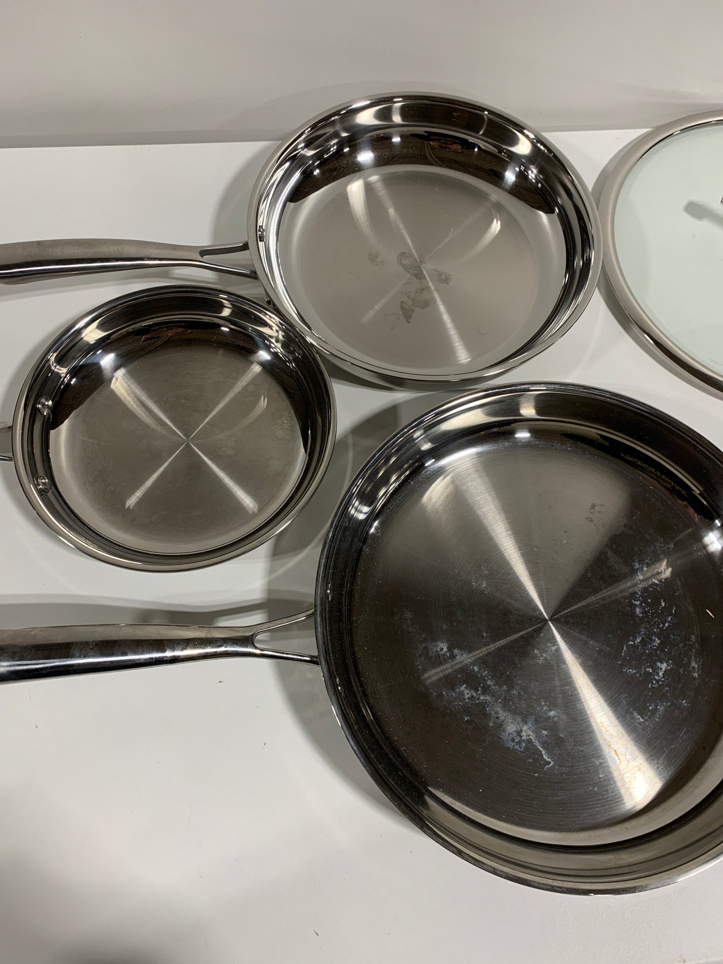 Used Cuisinart Tri-Ply Clad Stainless Steel 5-piece Skillet Set