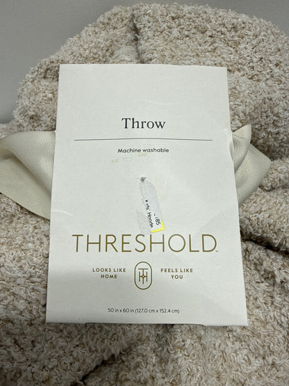 Cozy Knit Throw Blanket Neutral - Threshold™: Light Beige, Midweight, Recycled Polyester, Sensory Friendly, 50x60 Inches