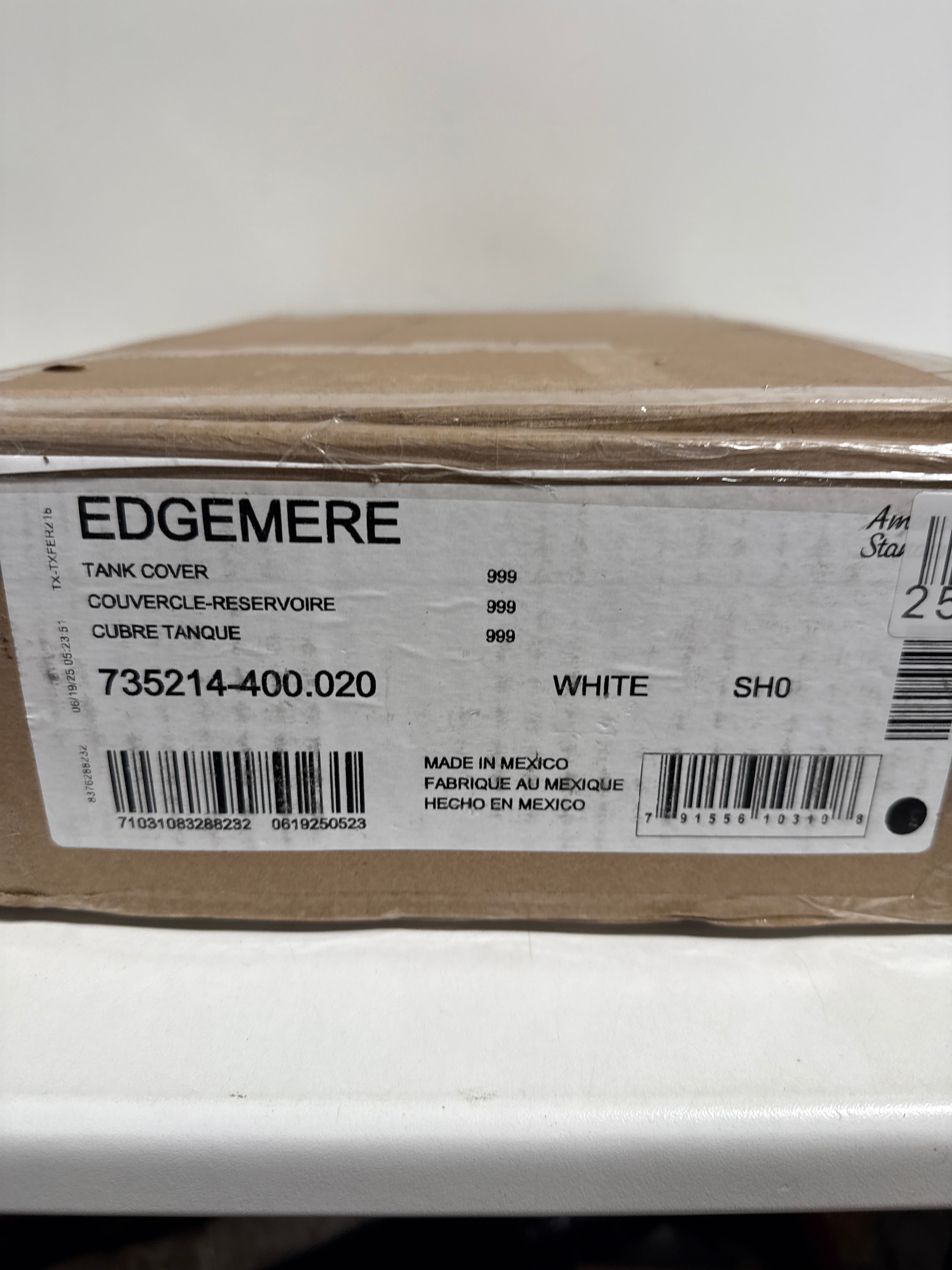 American Standard 735214-400.020 Edgemere Toilet Tank Cover, White