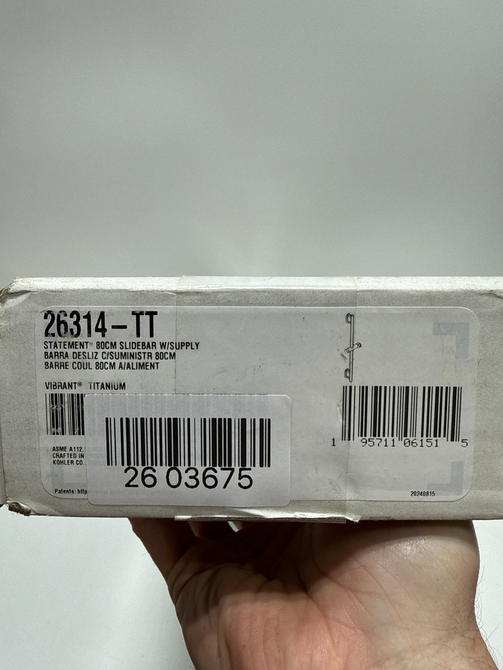 Kohler 26314-TT K-26314-TT Statement 80CM SLIDEBAR W/Supply, Vibrant Titanium
