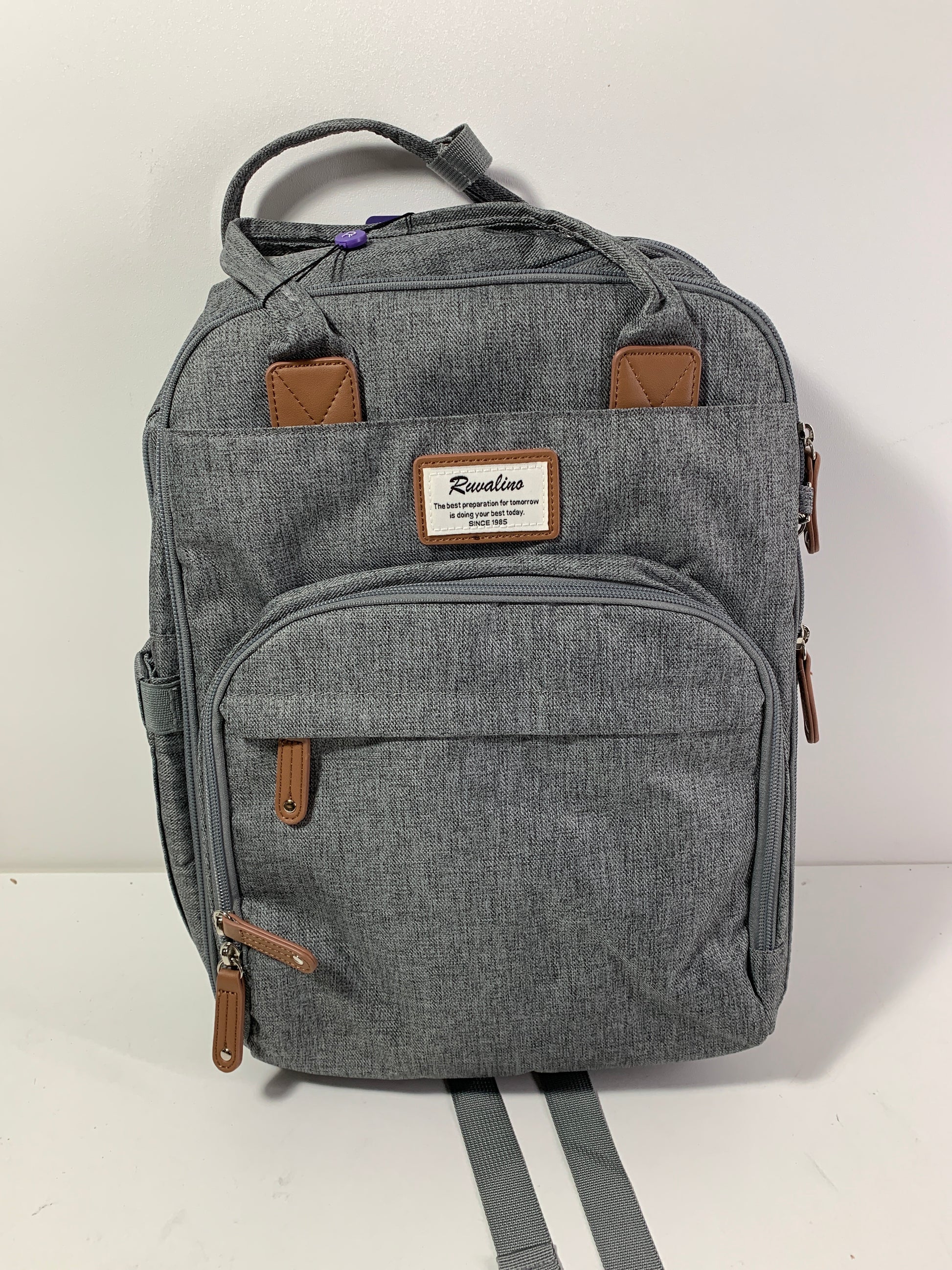 best travel baby diaper bag backpack RUVALINO Diaper Bag Backpack, Multifunction Travel Pack Maternity Baby Changing Bags, Large Capacity, Waterproof, Gray