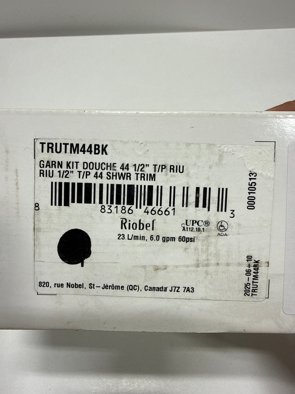RIOBEL Riu 1/2" Therm & Pressure Balance Trim with 2 FunctionsBLACK