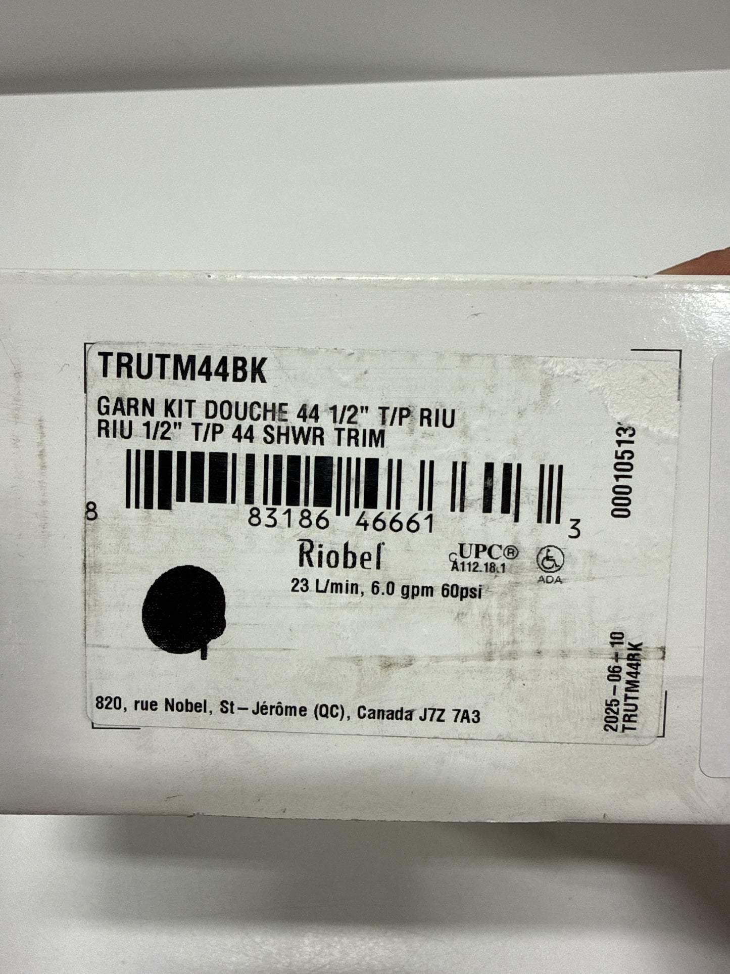 RIOBEL Riu 1/2" Therm & Pressure Balance Trim with 2 FunctionsBLACK