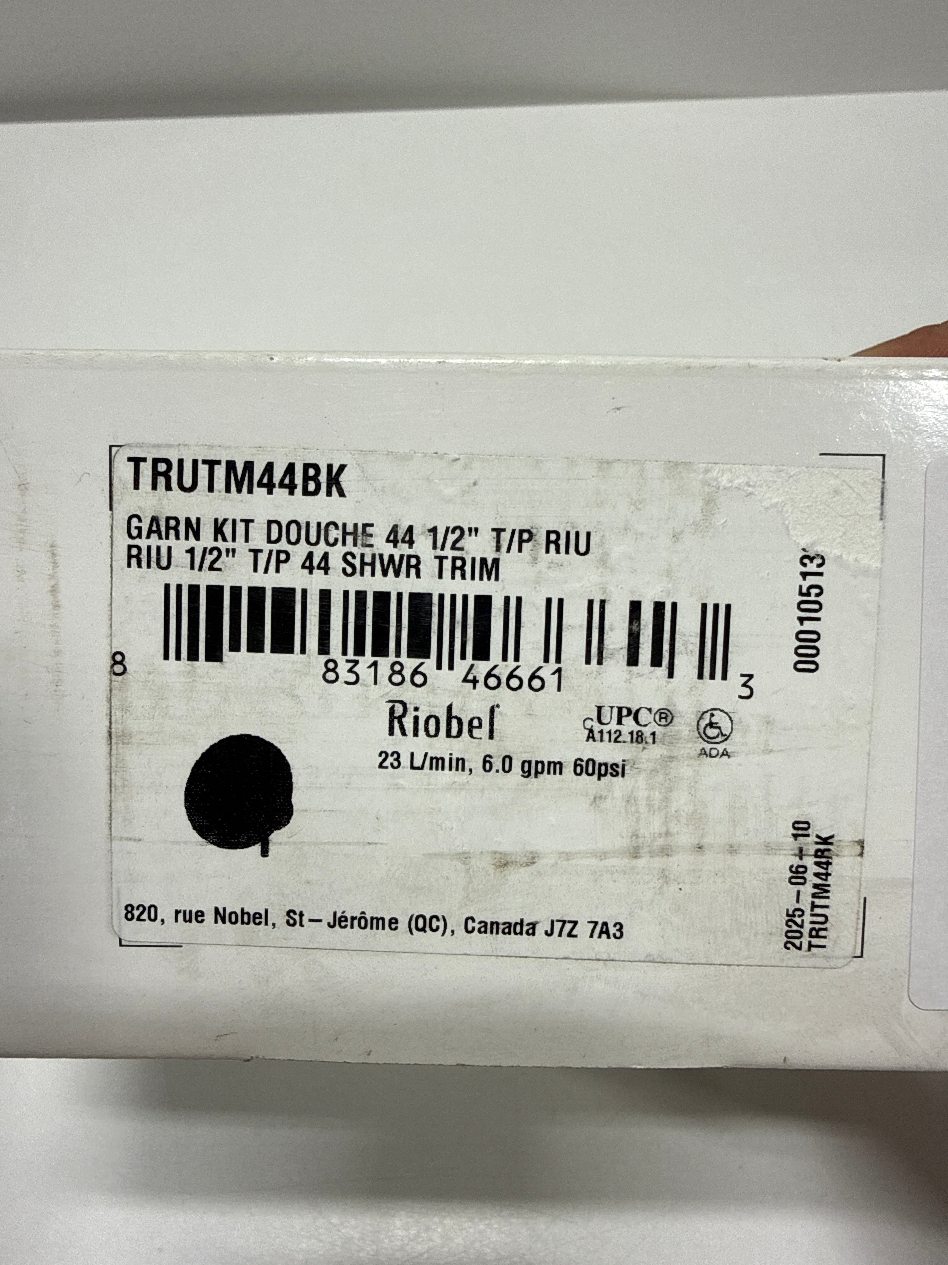 RIOBEL Riu 1/2" Therm & Pressure Balance Trim with 2 FunctionsBLACK