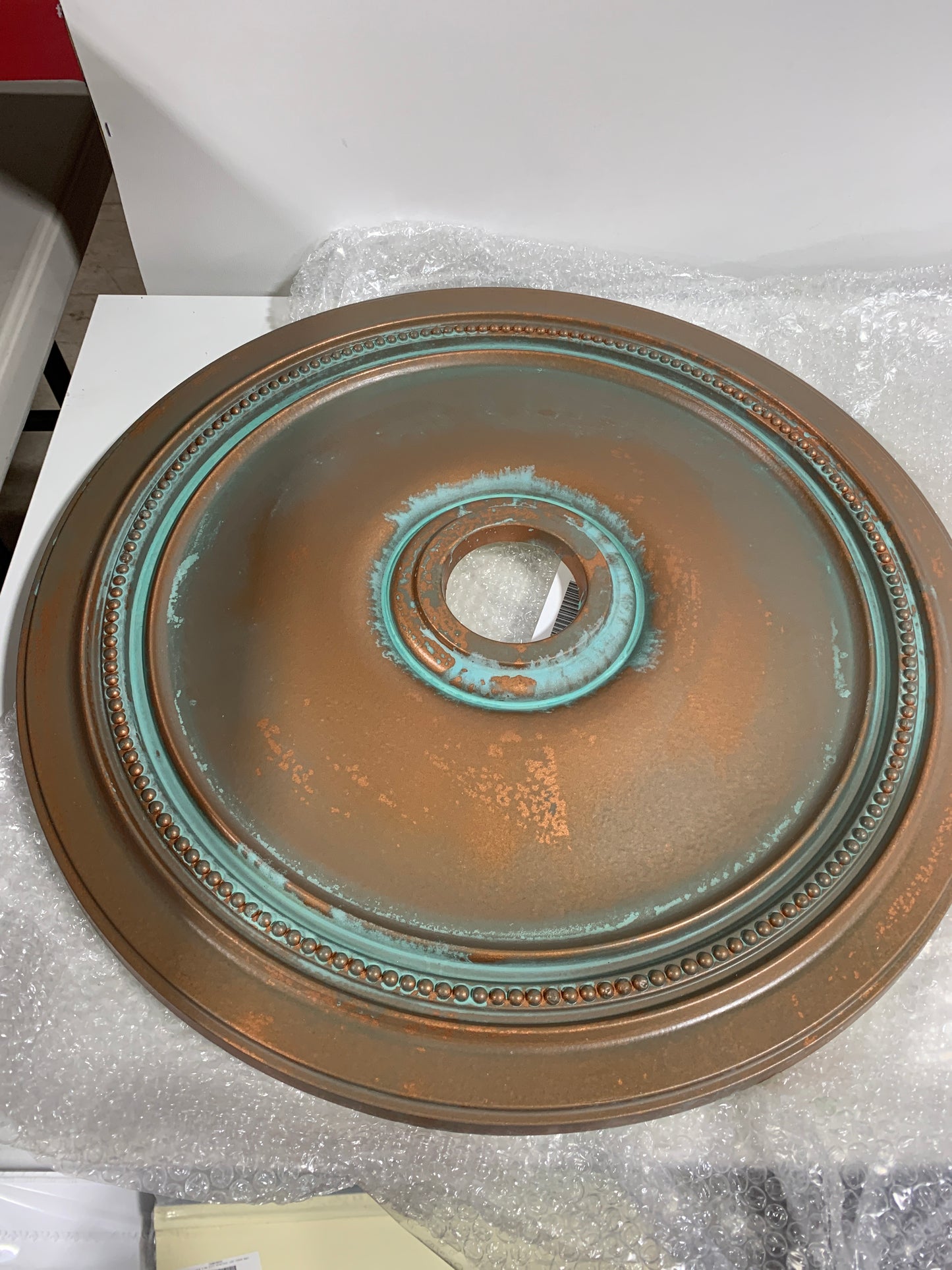 Ekena Millwork CM24DICGS Diane Ceiling Medallion, 24"OD x 3 5/8"ID x 1 1/4"P (Fits Canopies up to 6 1/4"), Hand-Painted Copper Green Patina