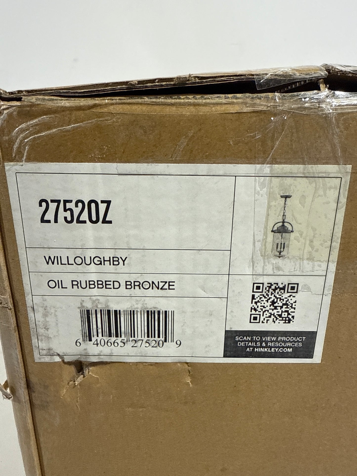 Hinkley Willoughby Collection Three Light Outdoor Large Hanging Lantern Oil Rubbed Bronze w/Clear Seedy Glass