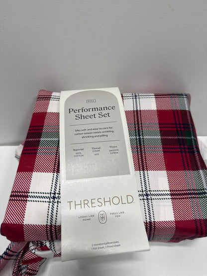 Full 400 Thread Count Christmas Holiday Performance Sheet Set Red Plaid - Threshold