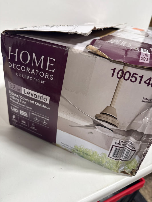 Levanto 52 in. Integrated LED Indoor/Outdoor Brushed Nickel Ceiling Fan with Light Kit