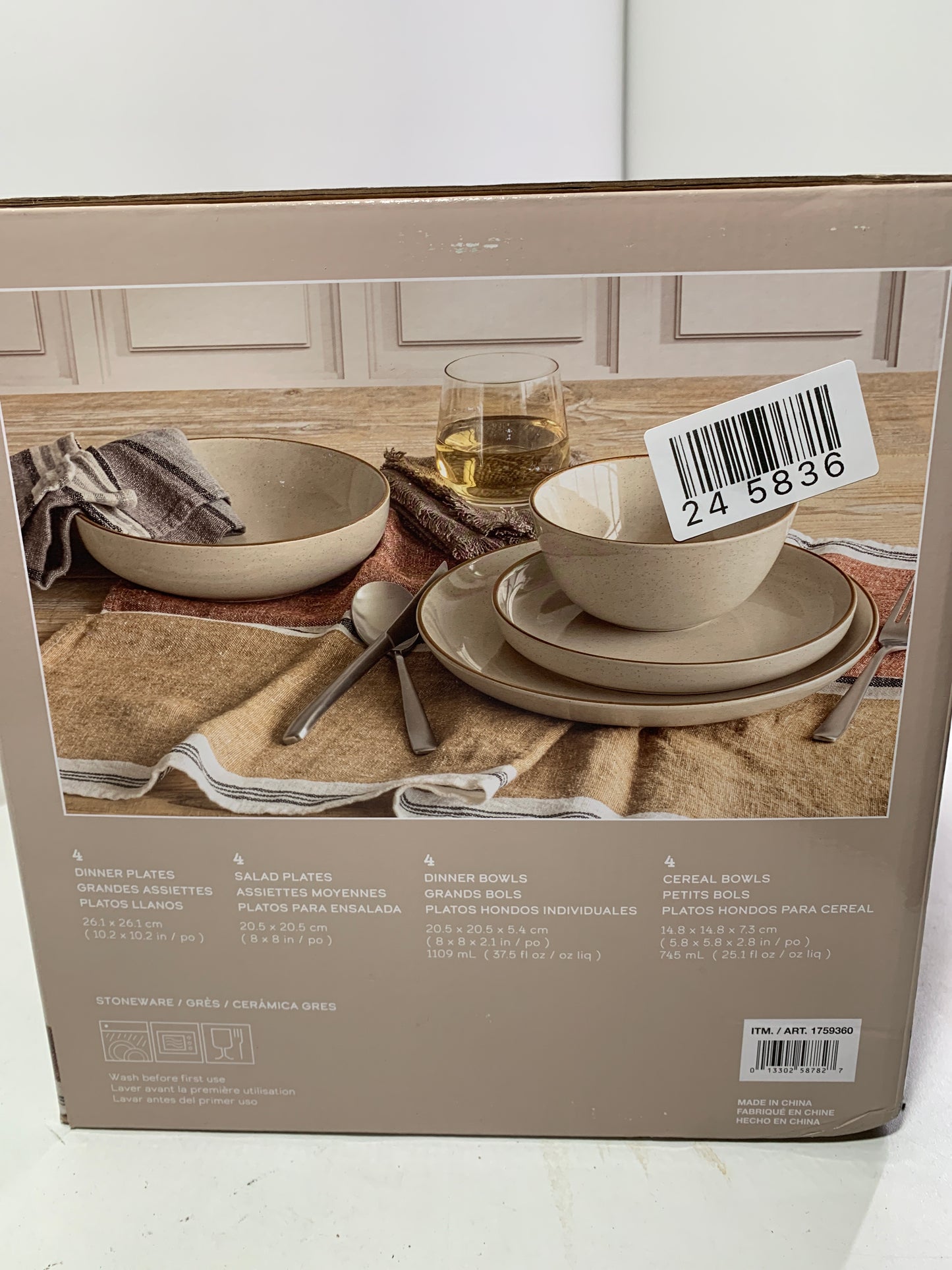 over&back Options 16-piece Dinnerware Set Beige