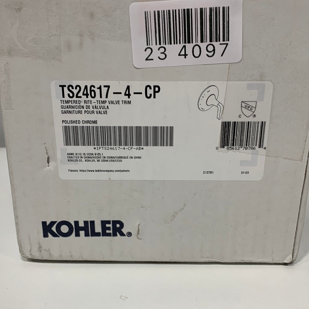 Kohler Tempered Pressure Balanced Valve Trim Only with Single Lever Handle - Less Rough In