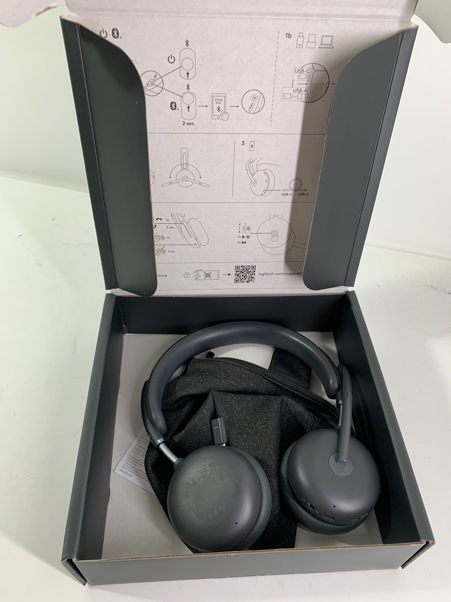 Used Logitech Zone 950 Premium Noise Canceling Headset with Hybrid ANC