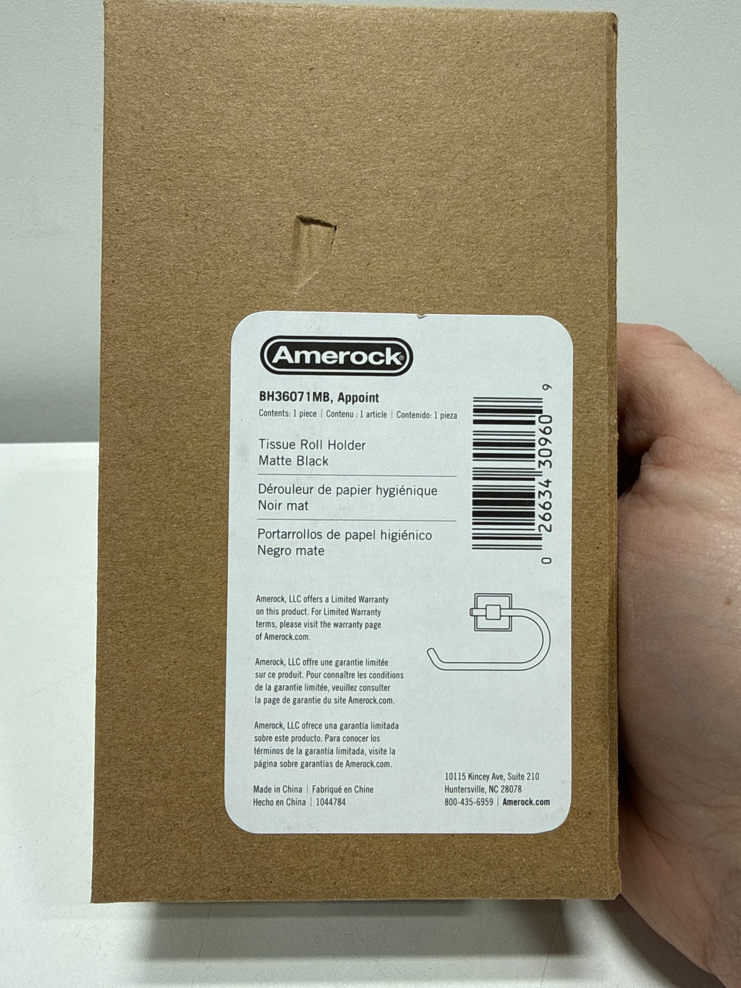 Amerock Appoint Matte Black Single Post Toilet Paper Holder