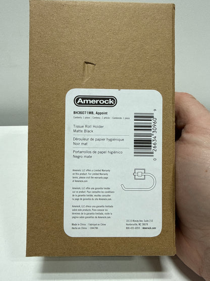 Amerock Appoint Matte Black Single Post Toilet Paper Holder