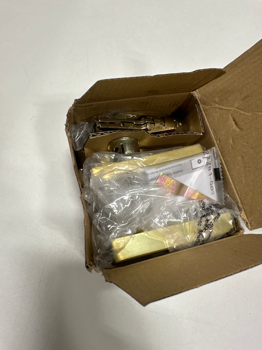 Kwikset 258Rct-S San Clemente Rectangular Single Cylinder Keyed Entry Deadbolt - Brass