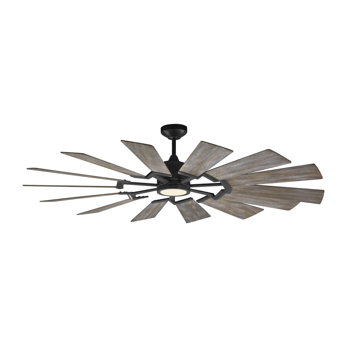 Monte Carlo 14PRR62AGPD Prairie Windmill Energy Star 62" Outdoor Ceiling Fan with LED Light and Hand Remote Control, 14 Wood Blades, Aged Pewter