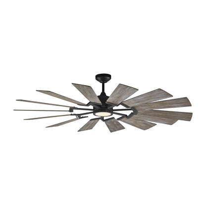 Monte Carlo 14PRR62AGPD Prairie Windmill Energy Star 62" Outdoor Ceiling Fan with LED Light and Hand Remote Control, 14 Wood Blades, Aged Pewter