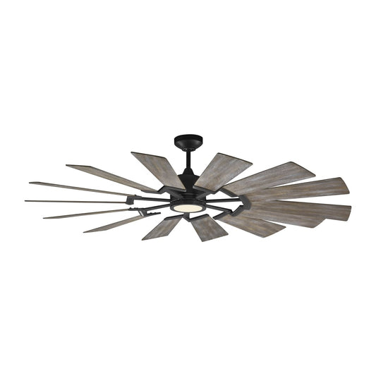 Monte Carlo 14PRR62AGPD Prairie Windmill Energy Star 62" Outdoor Ceiling Fan with LED Light and Hand Remote Control, 14 Wood Blades, Aged Pewter