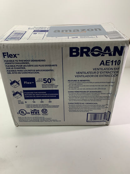 Broan AE110 Invent Energy Star Qualified Single-Speed Ventilation Fan 110 CFM 1.0 Sones