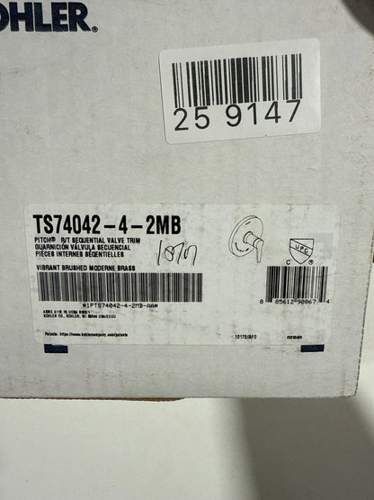 Kohler K-TS74042-4 Hint Function Pressure Balanced Valve Trim Only with Single Lever Handle - Less Rough in Vibrant Brushed Moderne Brass