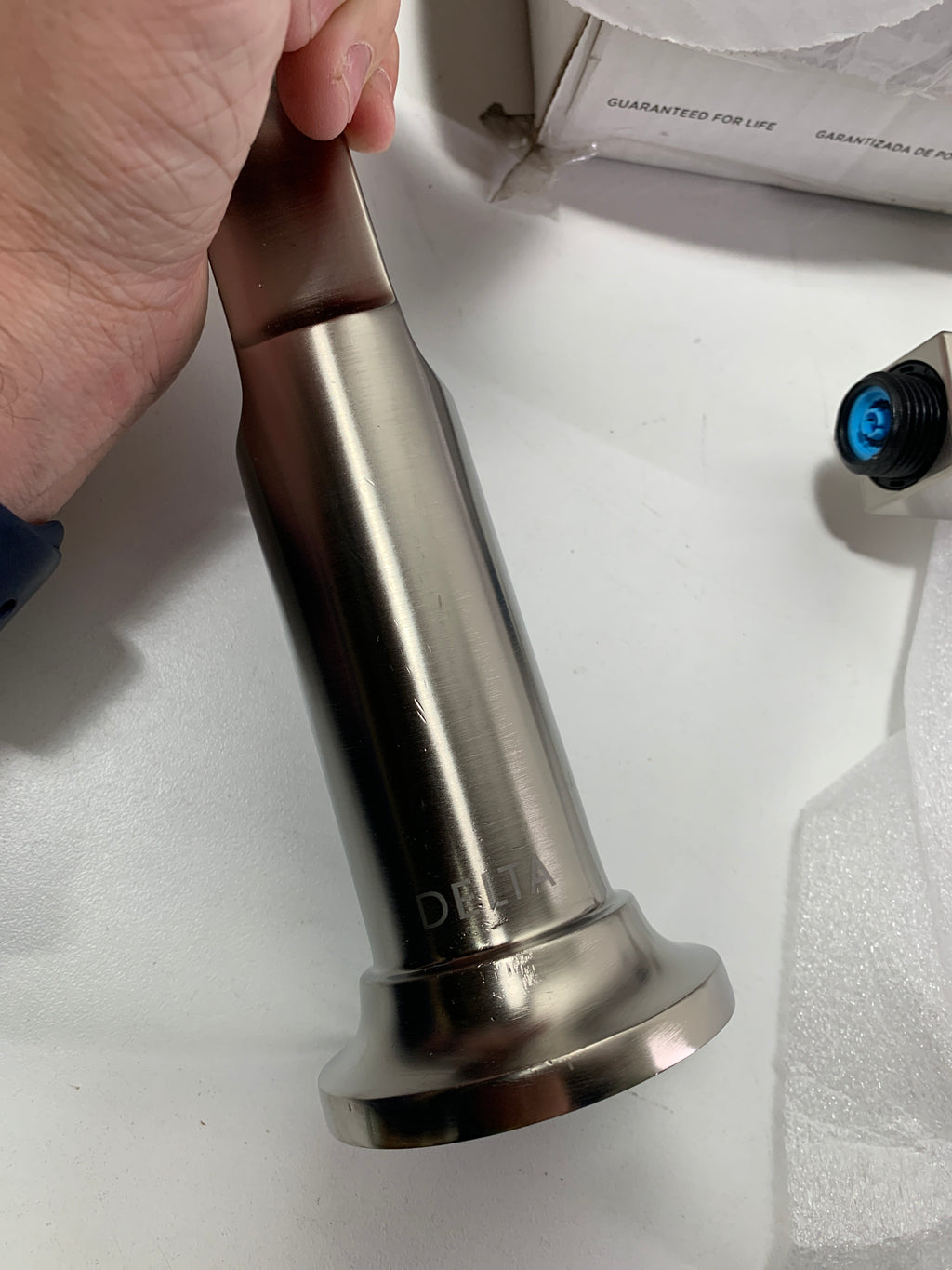 See Desc Delta T4789-Lhp Tetra Tub Deck Mounted Roman Tub Filler - Lumicoat Stainless - *Plumbing