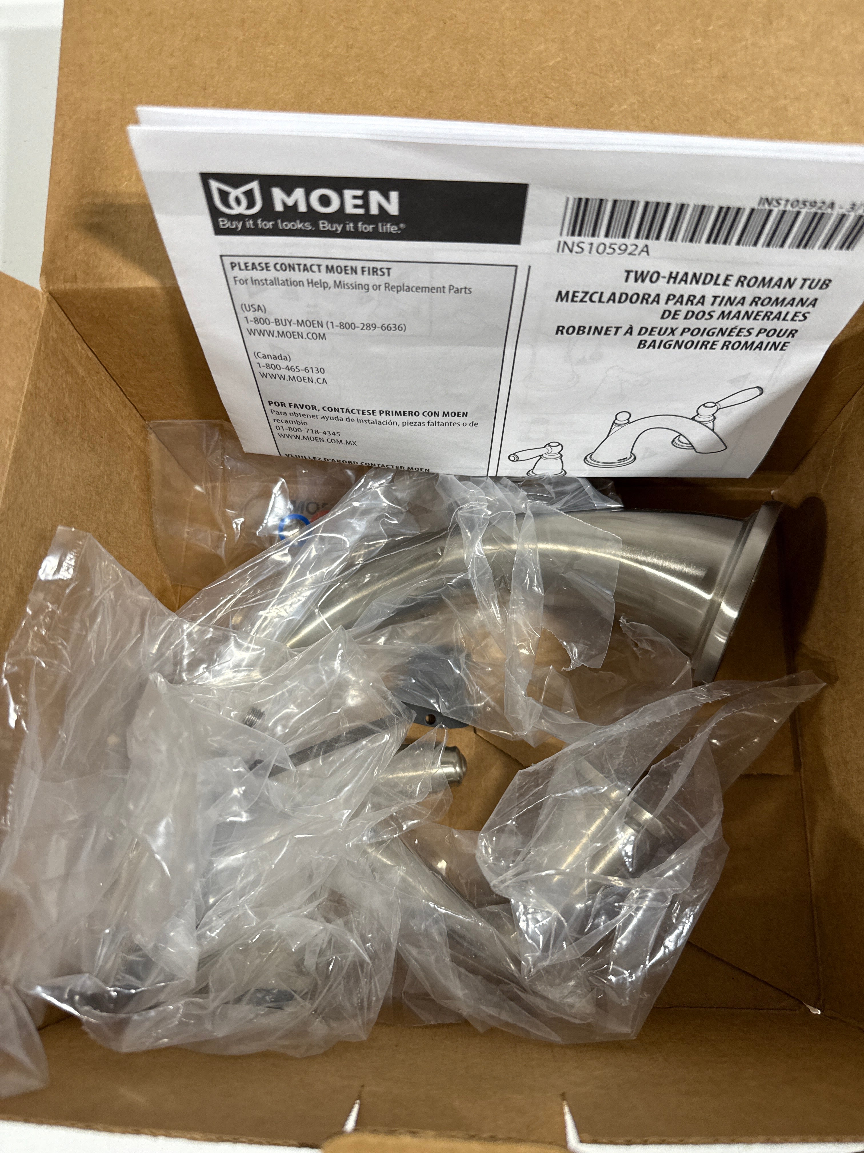 Moen T933 Deck Mounted Roman Tub Filler Trim from the Brantford Collection (Less Valve) Brushed Nickel - *Plumbing