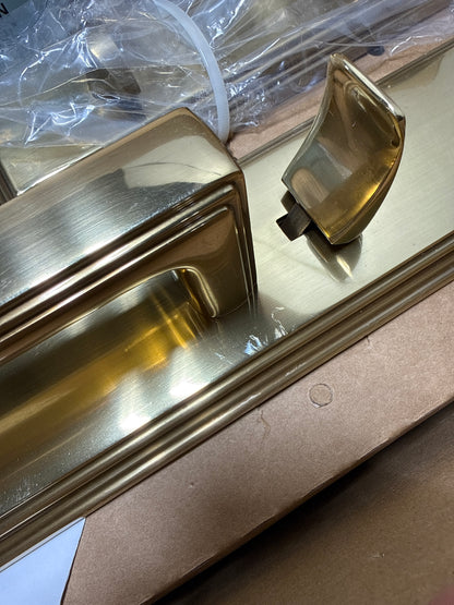 Scratch  Emtek Melrose Full Plate Single Cylinder Keyed Entry Handleset with Norwich Interior Knob Model: 4212NWUS7