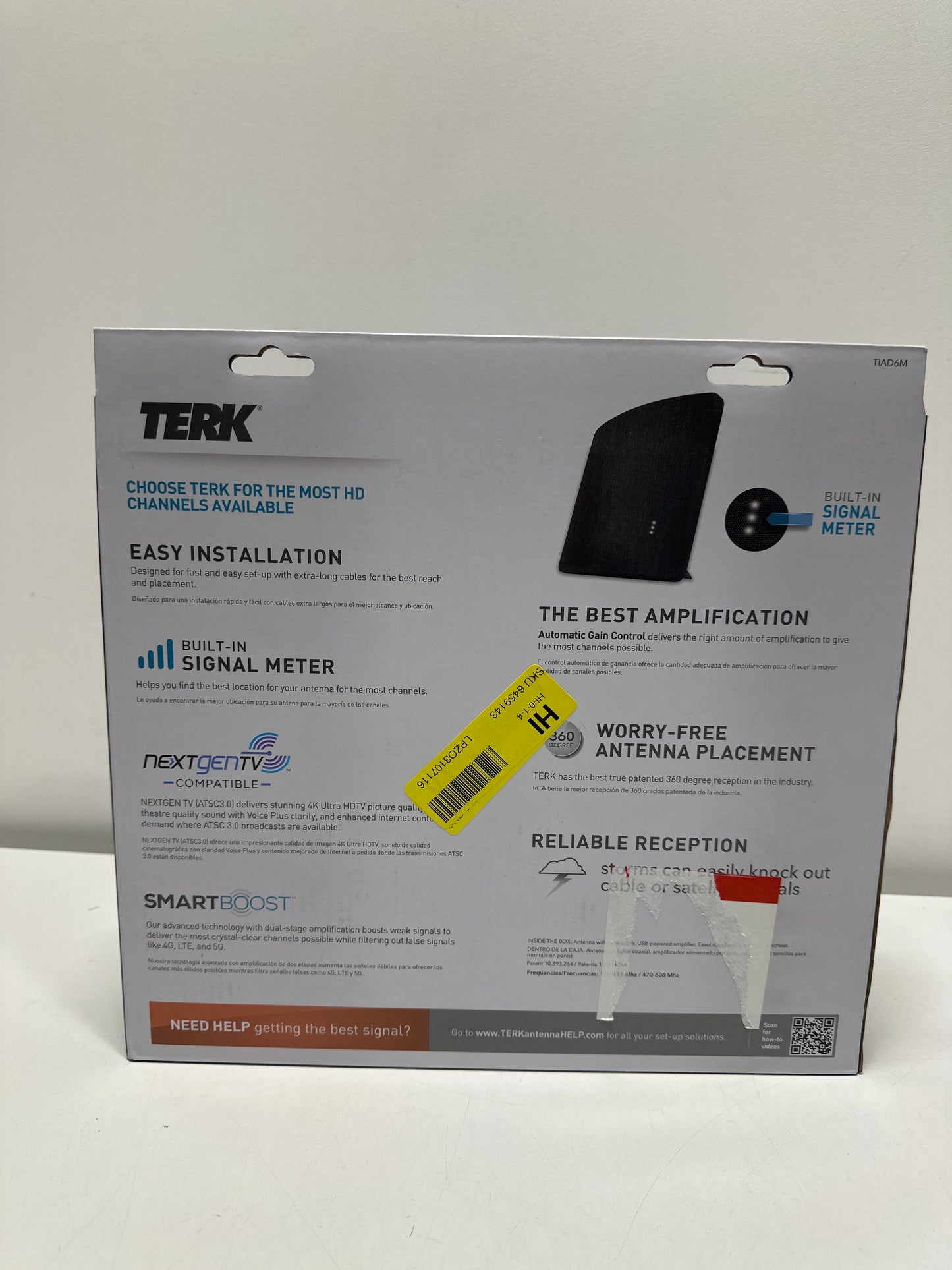 TERK - Amplified Multi-Directional Indoor HDTV Antenna - Black