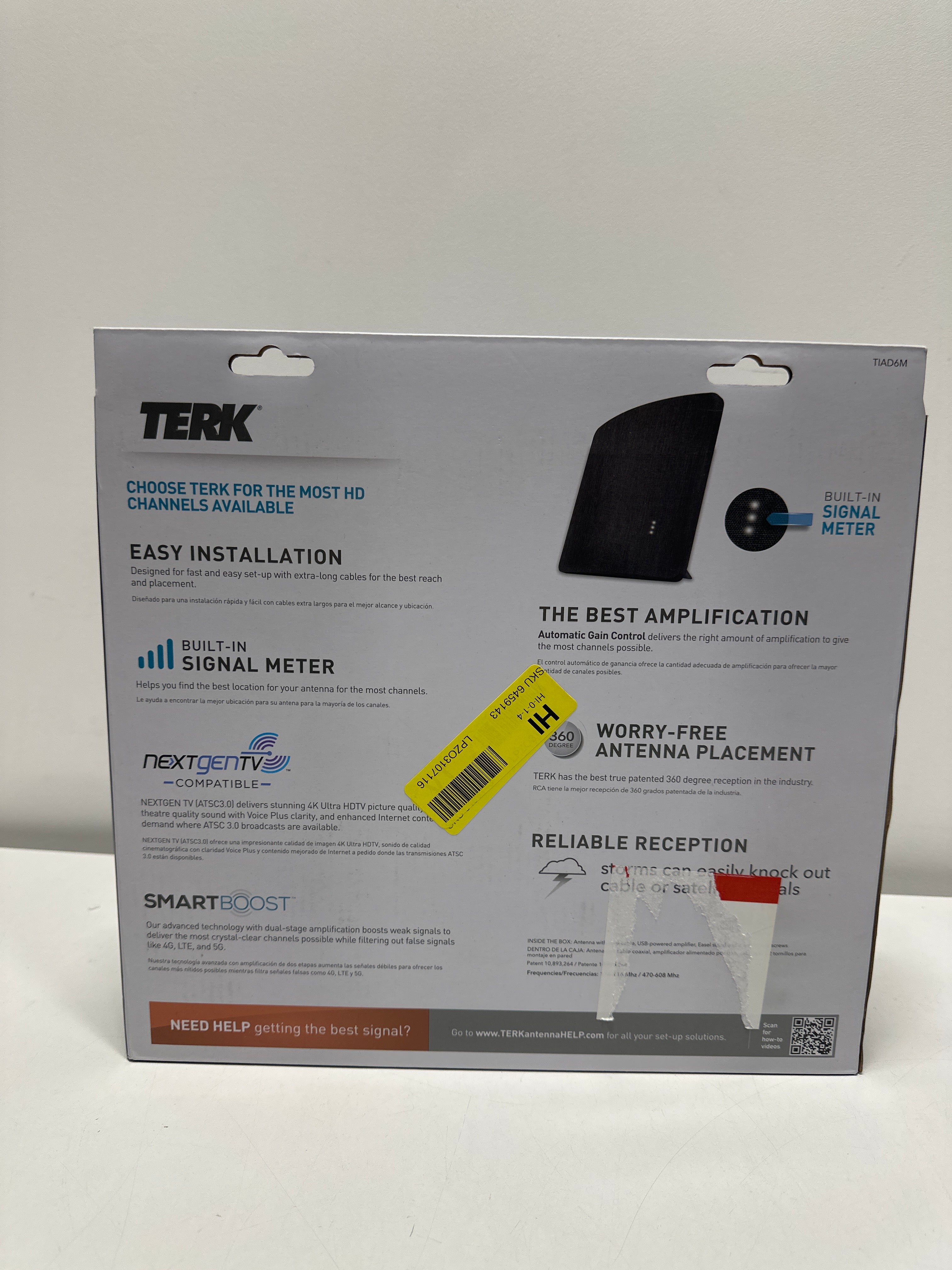 TERK - Amplified Multi-Directional Indoor HDTV Antenna - Black