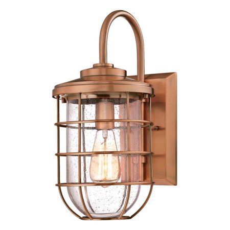 Westinghouse 6347900 Ferry One-Light Outdoor Wall Fixture Washed Copper Finish with Clear Seeded Glass - *Lighting &