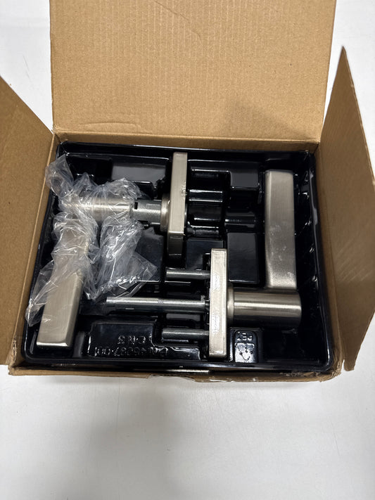 Kwikset Casey Square Keyed Entry Lever Doorknob with Smartkey Satin Nickel